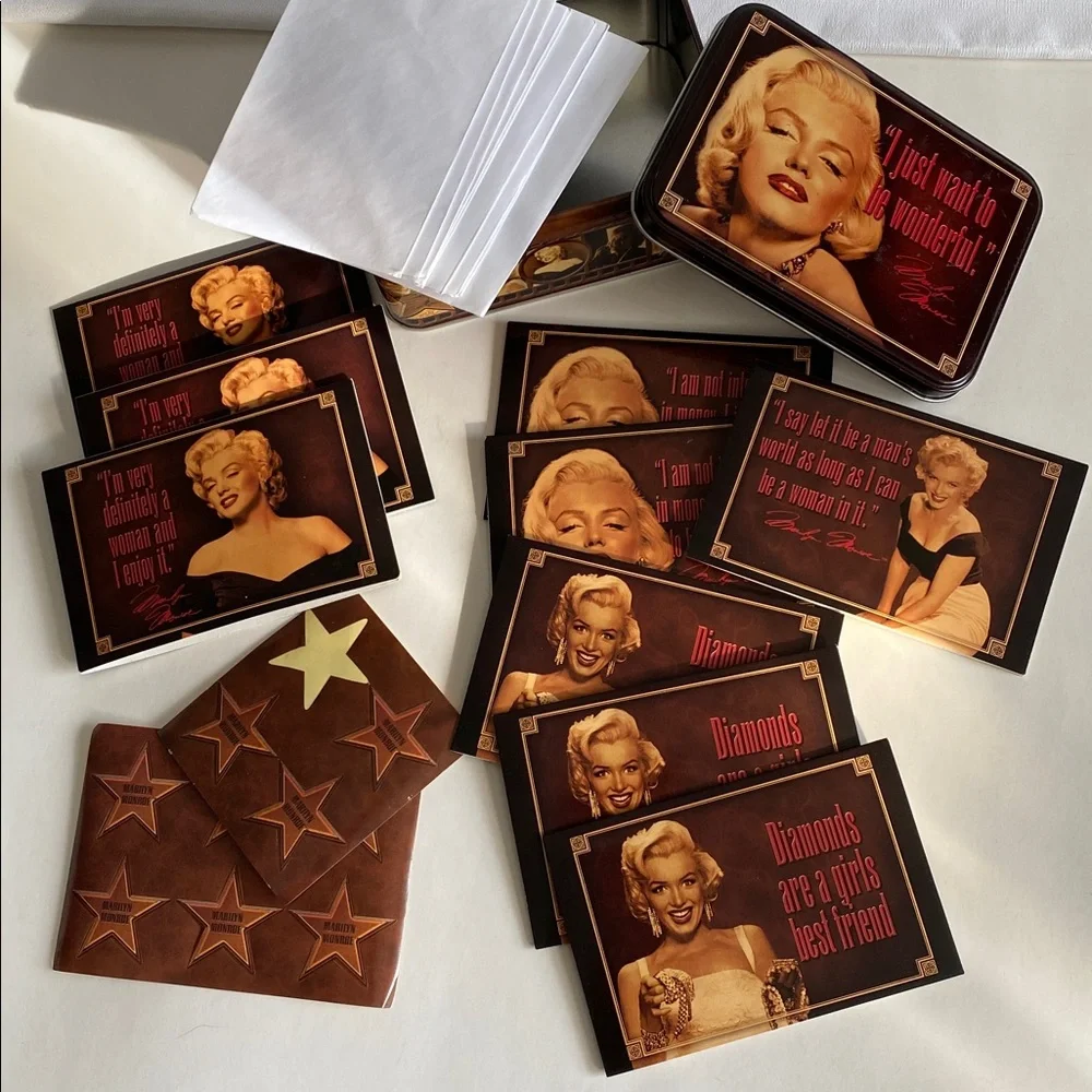 RARE 2005 Vintage Style Iconic Marilyn Manroe Tin Metal Box Notecards Envelopes